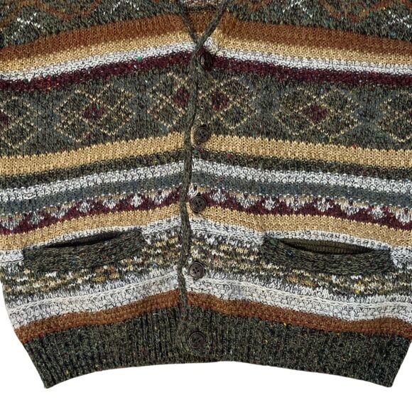 Vintage Prima Maglia Cardigan Mens LG Striped Grandpa Dad Wool Blend 90s Sweater - Picture 5 of 16